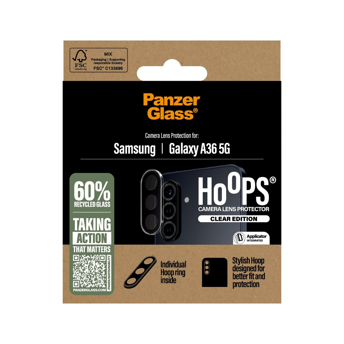 PanzerGlass® Hoops® Kameralinsebeskytter Transparent Samsung Galaxy A36 5G